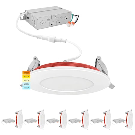 Luxrite 3 Inch LED Fire Rated Recessed Lights 5CCT 2700K-5000K 8W 500LM Dimmable 2 Hour Fire Rated, 6PK LR23478-6PK